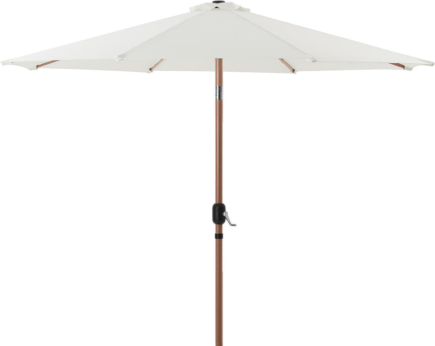 Fiji - Aluminum Patio Umbrella With Round White And Teak Base - Simple Home Plus