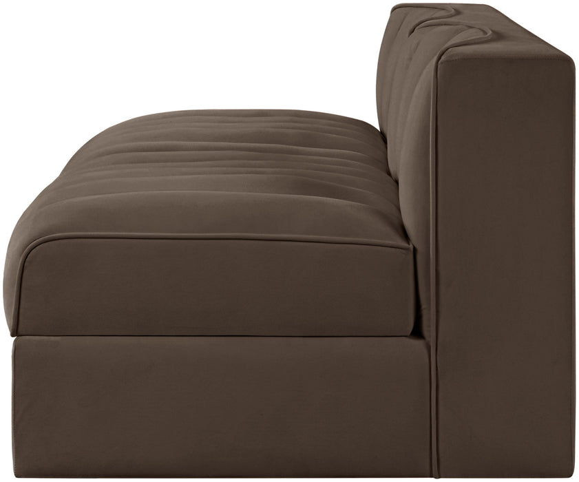 Rummi - Velvet Performance Fabric Upholstered 2 Piece Modular Armless Loveseat - Simple Home Plus