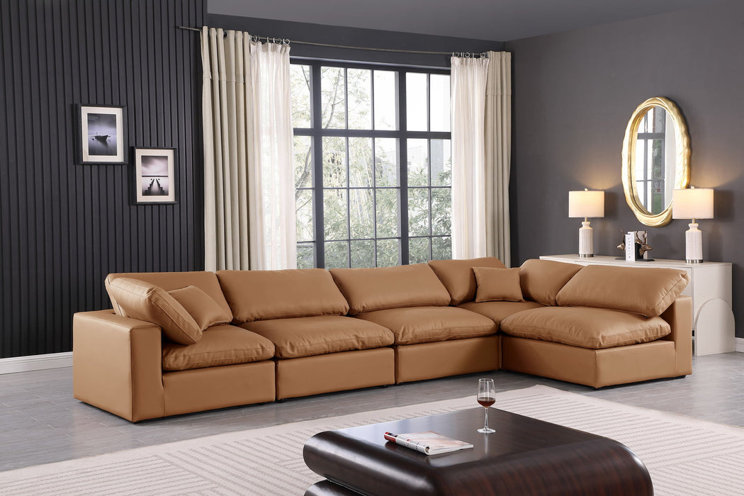 Comfy - 5 Piece Faux Leather Modular Sectional - Simple Home Plus