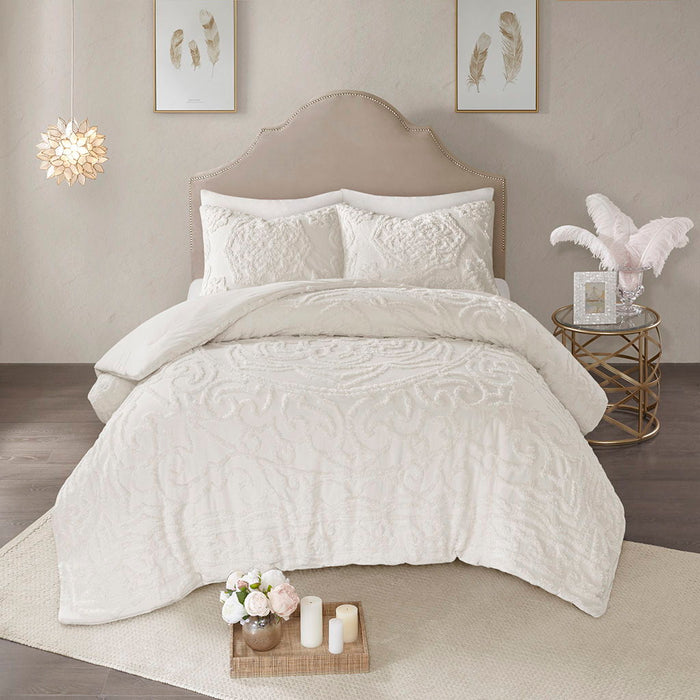 Laetitia - 3-Piece Tufted Medallion Comforter Set - Off White - Simple Home Plus
