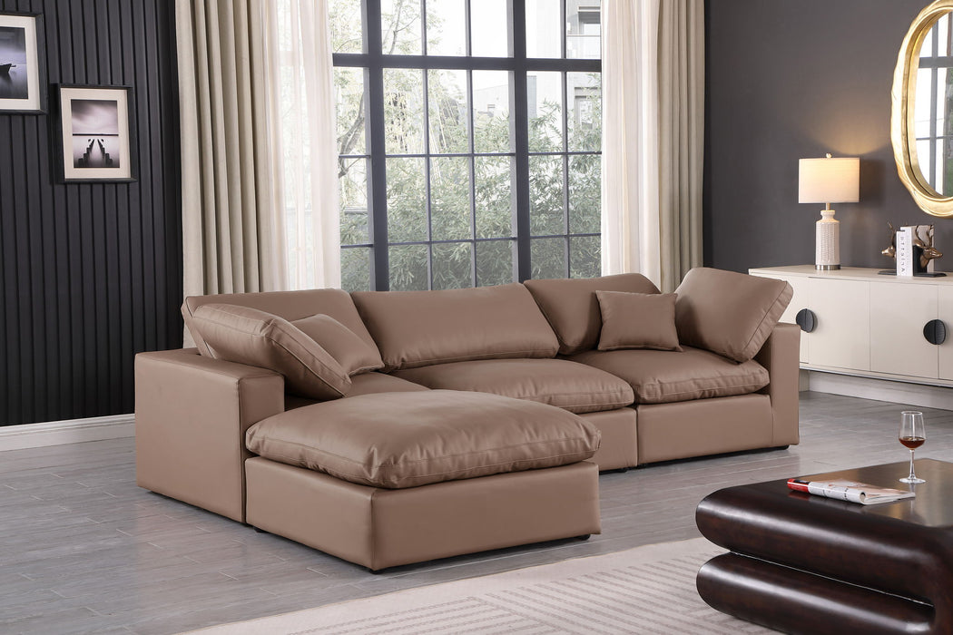 Comfy - 4 Piece Faux Leather Modular Sectional With Chaise - Simple Home Plus
