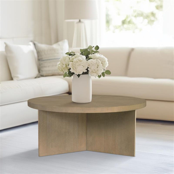 Sadie - Round Coffee Table - Reclaimed Greige - Simple Home Plus