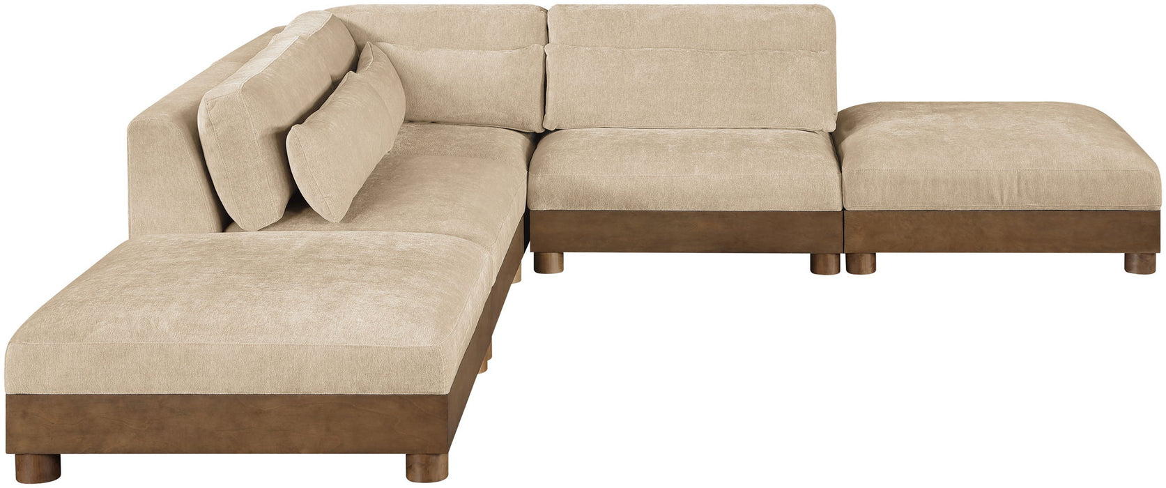 Turin - Chenille Fabric Upholstered Modular Sectional - Beige - Simple Home Plus