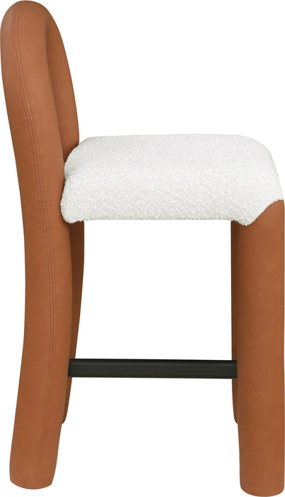 Amari - Vegan Leather and Boucle Fabric Stool - Simple Home Plus