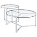 Delia - 2 Piece Round Glass Top Nesting Coffee Table - Simple Home Plus