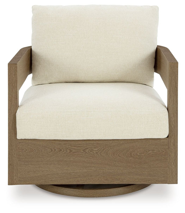 Serene Bay - Dark Brown / White - Swivel Glider Chair With Cushion - Simple Home Plus