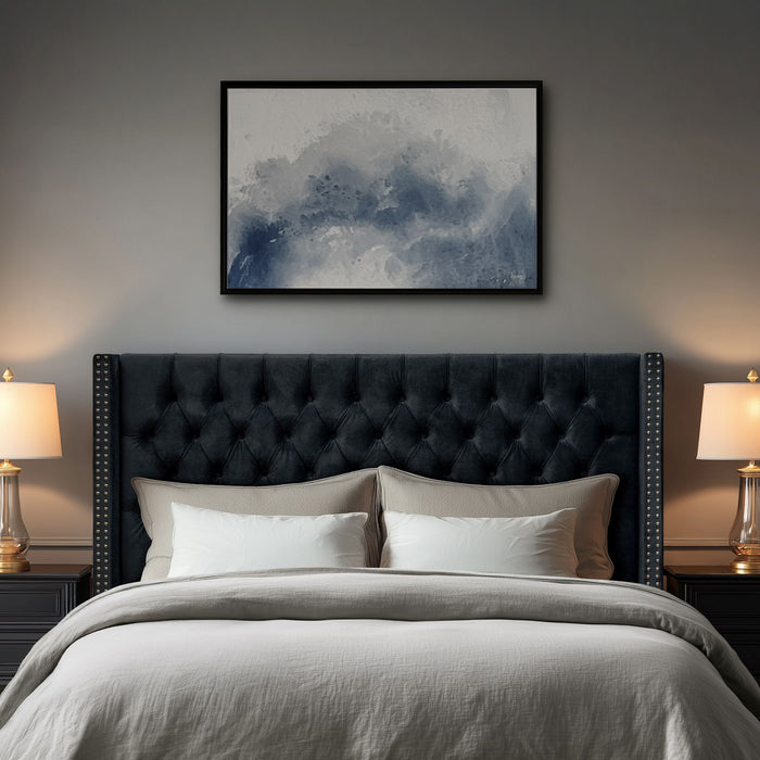 Amelia - Upholstered Wingback Headboard With Button Tufting & Nailhead Trim Velvet - Black - Simple Home Plus