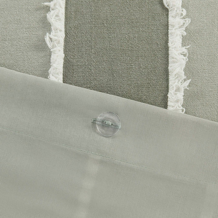 Shay - 3 Piece Striped Cotton Duvet Cover Set - Sage - Simple Home Plus