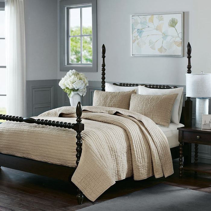 Serene - King Hand Quilted Coverlet Set - Linen - Simple Home Plus