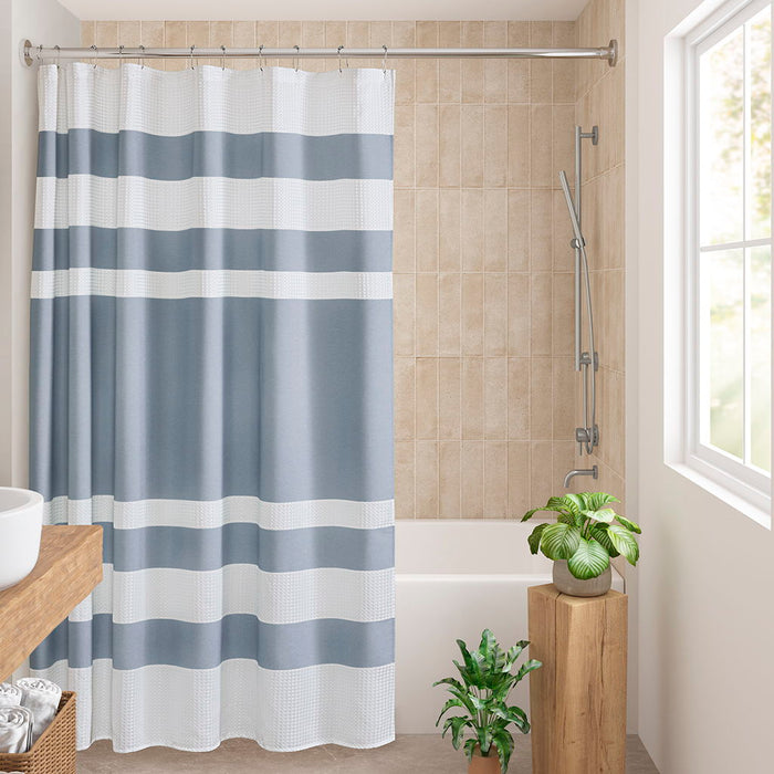 Spa Waffle - 84" Shower Curtain With 3M Treatment - Blue - Simple Home Plus