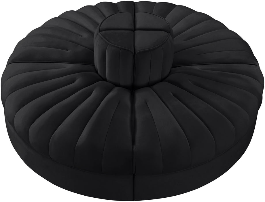 Rummi - Round Velvet Performance Fabric Upholstered 4 Piece Modular Sofa - Simple Home Plus