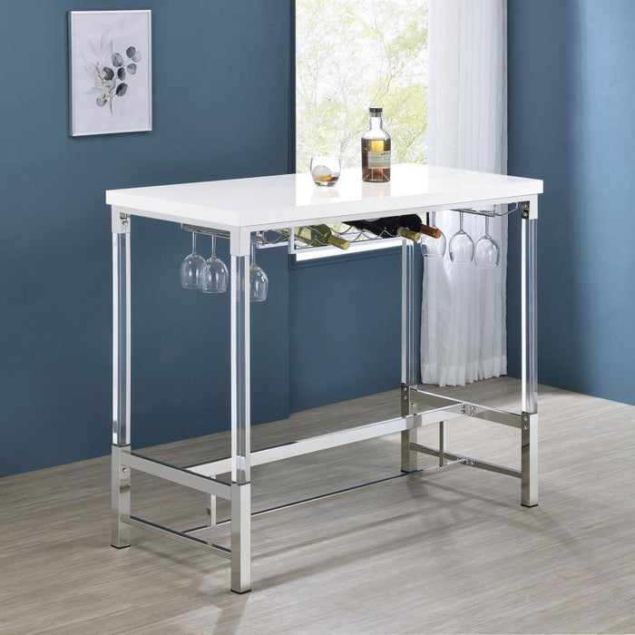 Norcrest - Acrylic Leg Bar Table - White High Gloss - Simple Home Plus