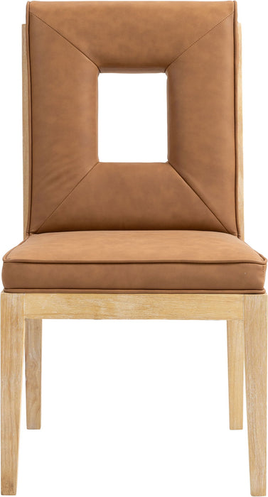 Gwendolyn - Faux Leather Dining Side Chair With Natural Frame (Set of 2) - Simple Home Plus