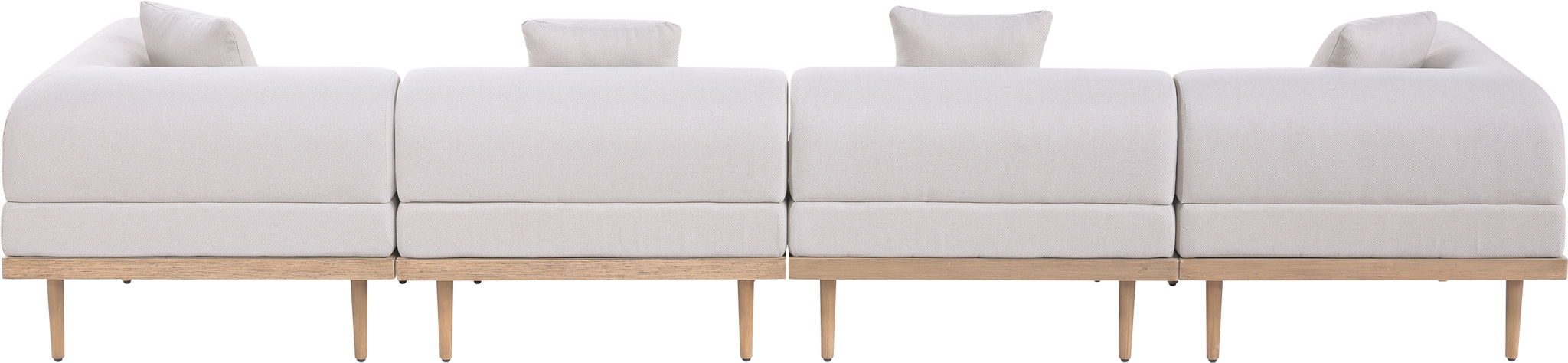 Laguna - 4 Piece Resilient Water Resistant Fabric 142" Upholstered Outdoor Patio Modular Sofa - Simple Home Plus
