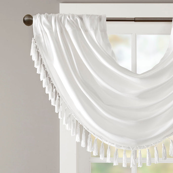 Elena - Waterfall Embellished Valance - White - Simple Home Plus