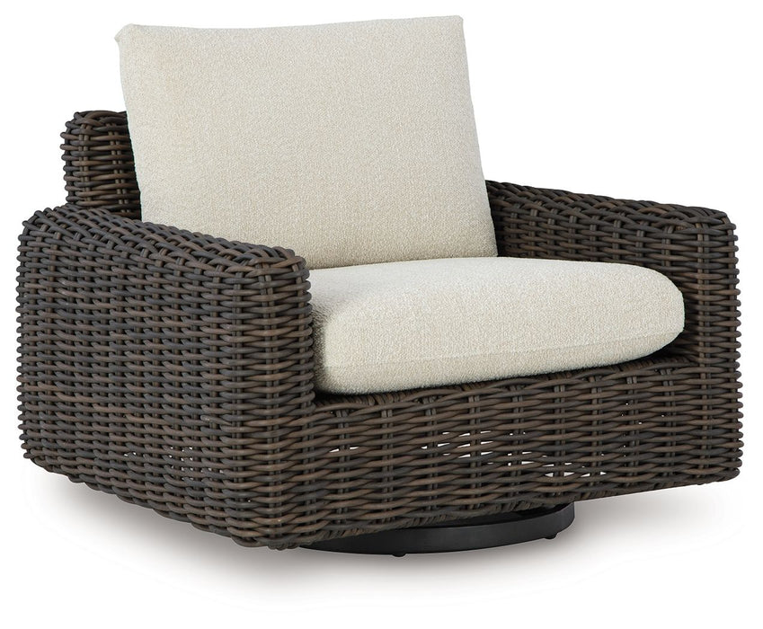 Kimora - Beige / Dark Brown - Swivel Glider Lounge With Cushion - Simple Home Plus