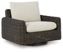 Kimora - Beige / Dark Brown - Swivel Glider Lounge With Cushion - Simple Home Plus