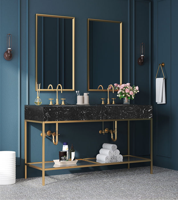 Marmo - Engineered Marble Bathroom Vanity With Gold Base - Simple Home Plus