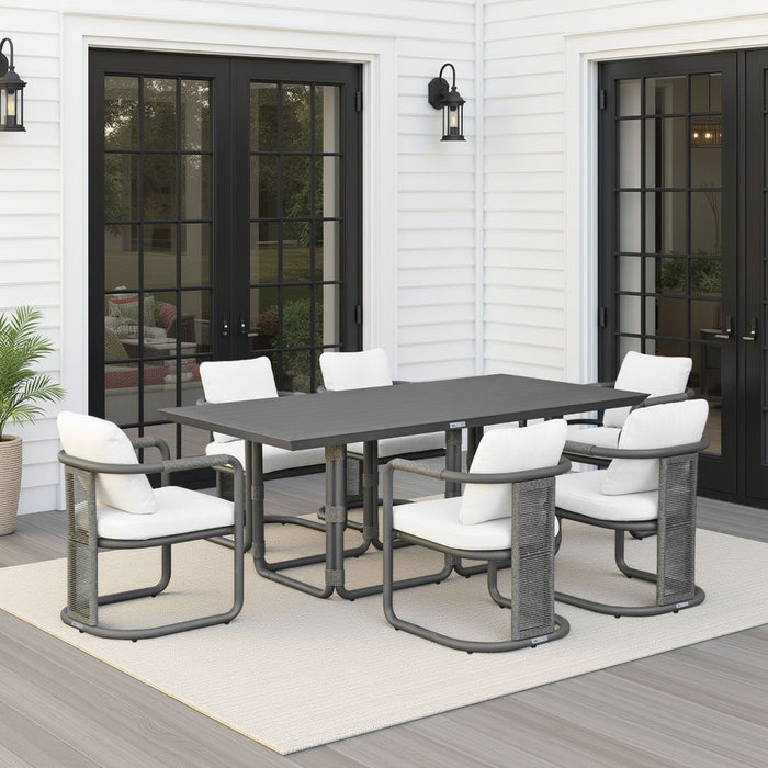 Dorado - 7-Piece Modern Outdoor Dining Set - Off-White / Gray - Simple Home Plus