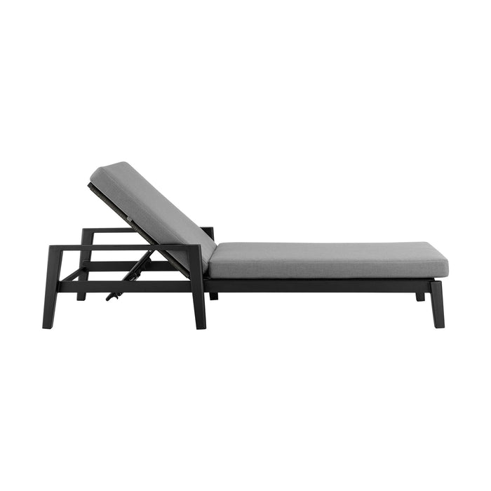 Cayman - Outdoor Patio Adjustable Chaise Lounge Chair In Aluminum With Gray Cushions - Simple Home Plus