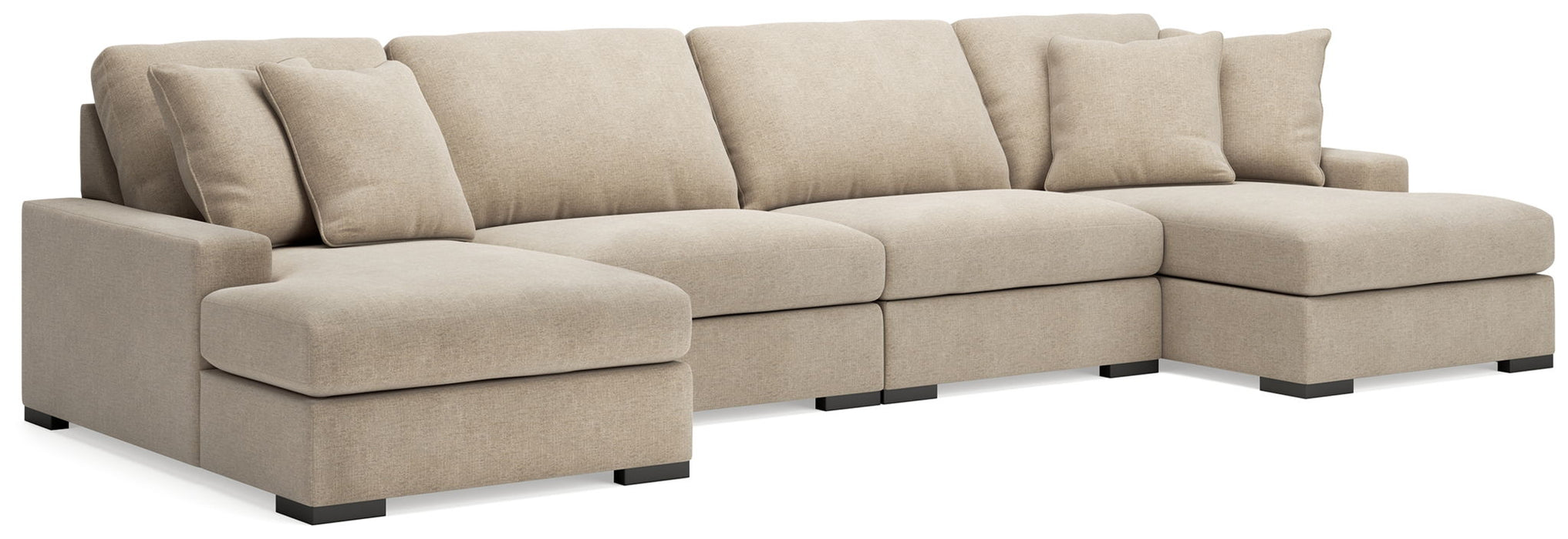 Calden - 4-Piece Sectional With Double Chaise - Oatmeal - Simple Home Plus