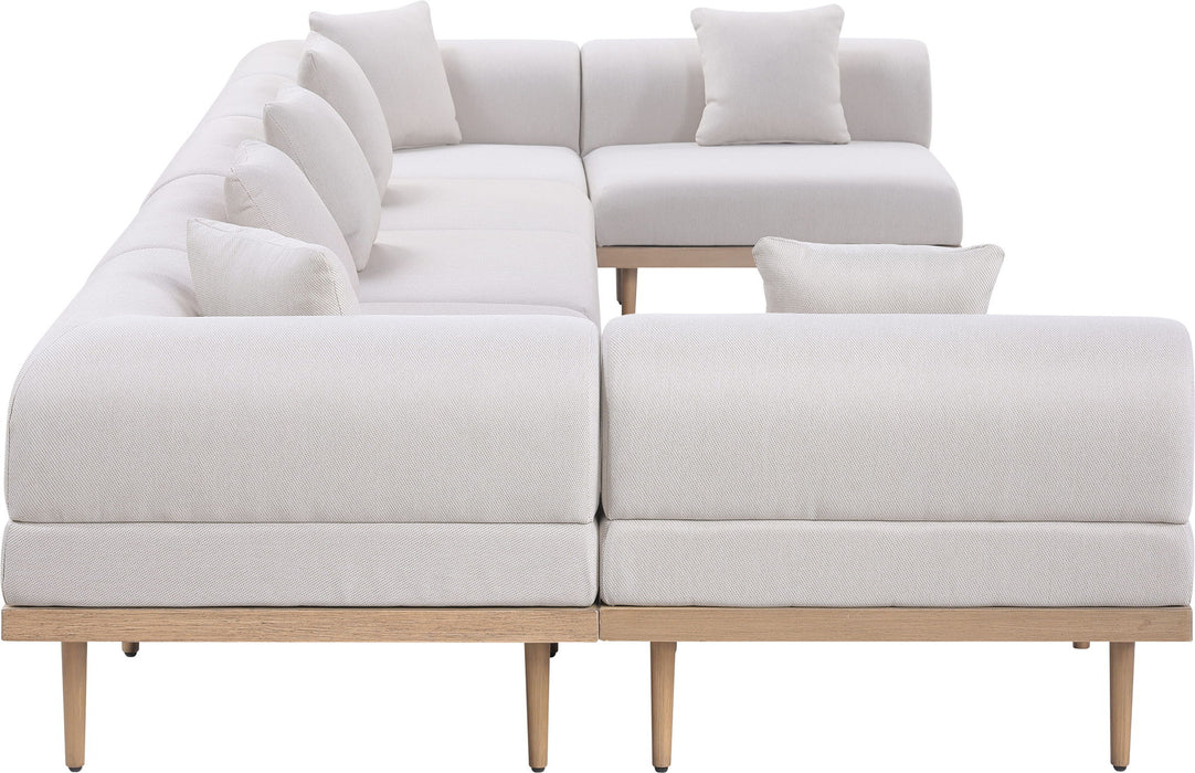 Laguna - 7 Piece Resilient Water Resistant Fabric 142" Upholstered Outdoor Patio Modular Sectional - Simple Home Plus
