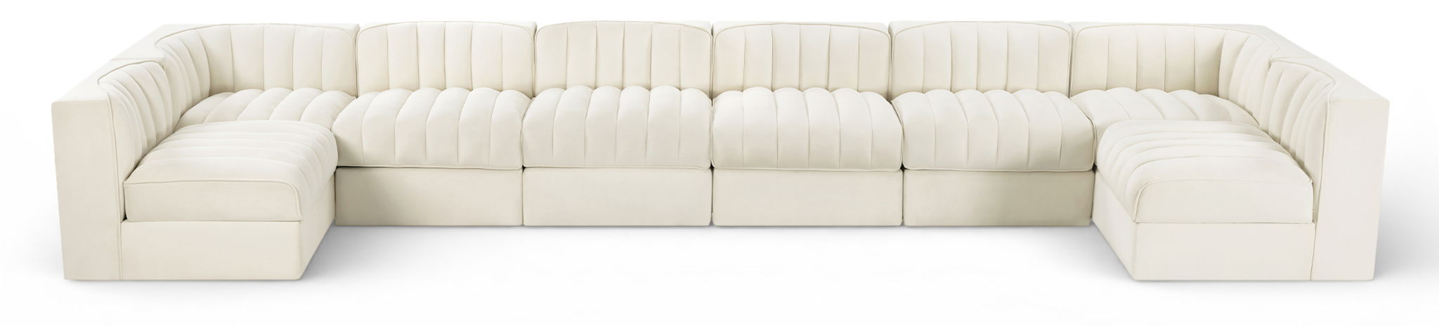 Rummi - Velvet Performance Fabric Upholstered 8 Piece Modular Sectional (With 2 Corner Chairs) - Simple Home Plus