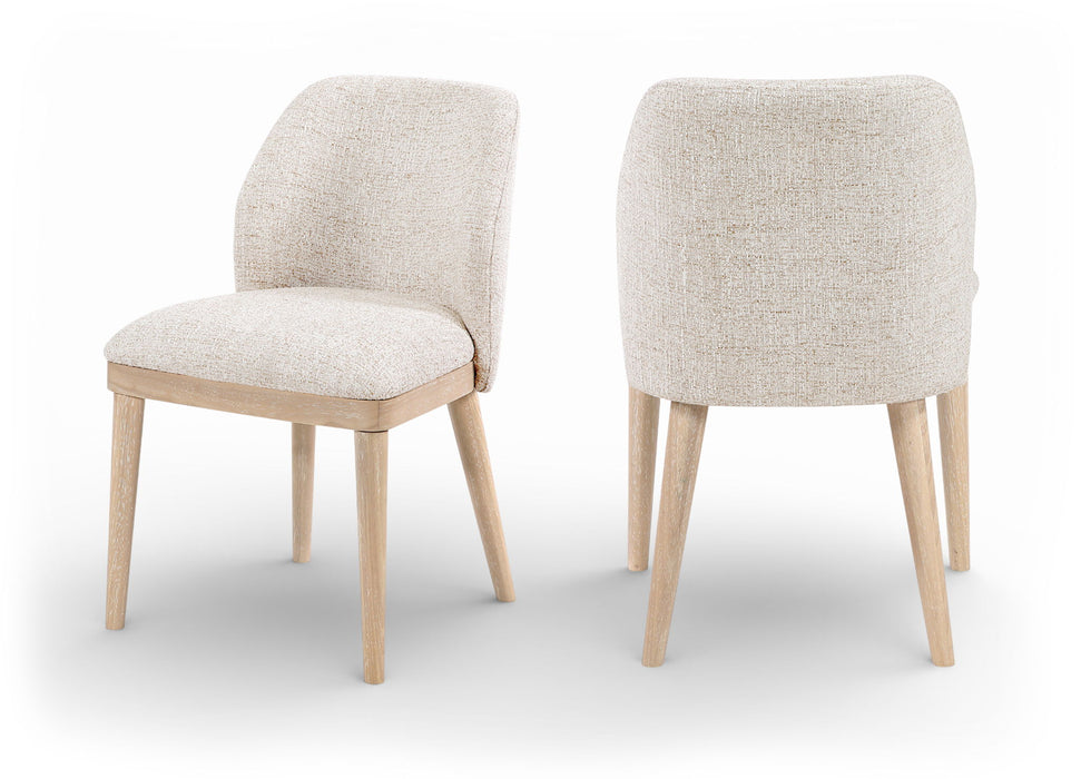 Valeo - Linen Textured Fabric Upholstered Dining Chair (Set of 2) - Painted Natural Base - Simple Home Plus