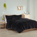 Malea - Shaggy Long Comforter Mini Set - Black - Simple Home Plus