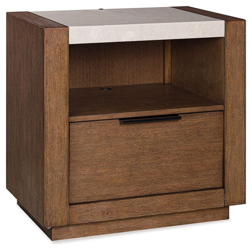 Hennington - One Drawer Night Stand - Medium Brown - Simple Home Plus