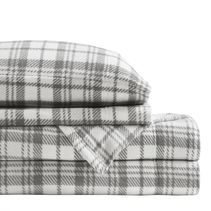 Micro Fleece - Sheet Set - Gray Plaid - Simple Home Plus