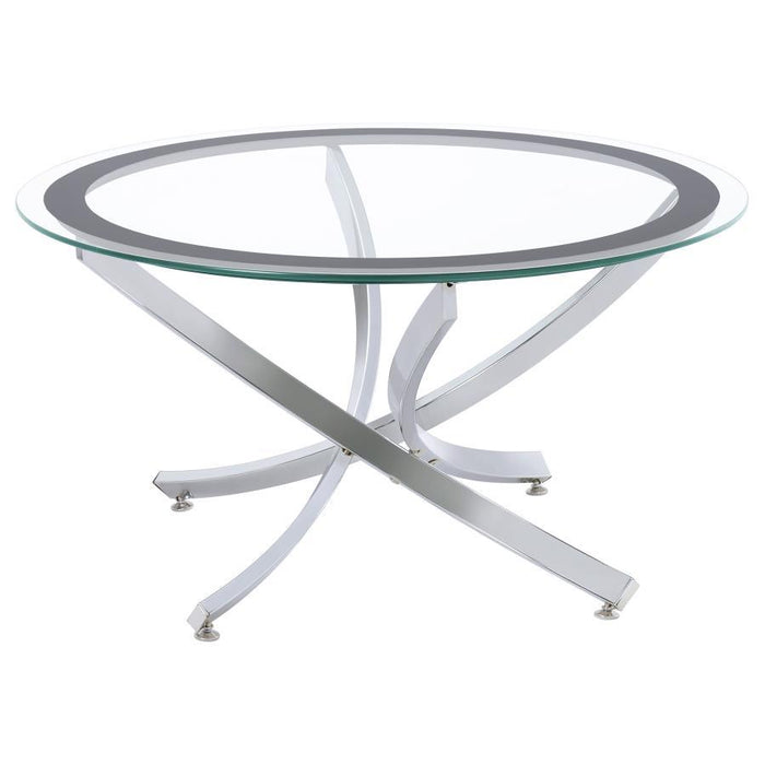 Brooke - Round Glass Top Coffee Table Metal Base - Simple Home Plus