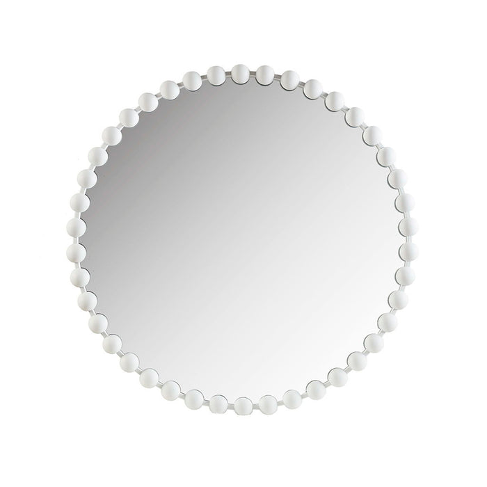 Marlowe - Big Beaded Round Wall Mirror - White - Simple Home Plus