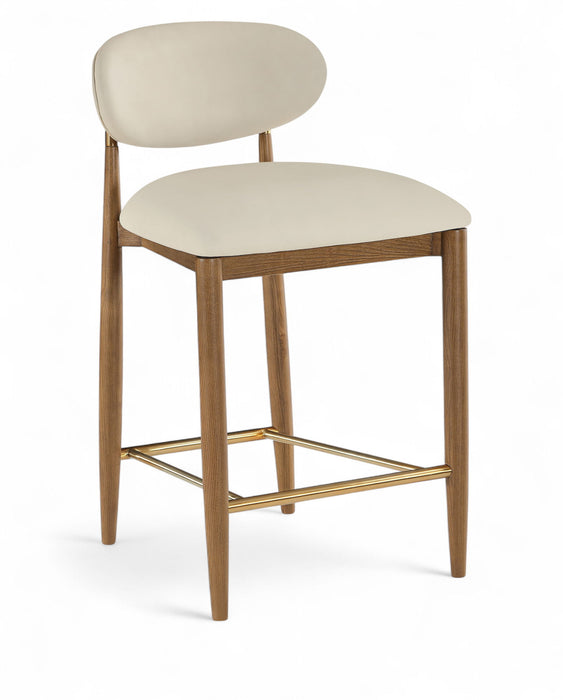 Riccio - Stool - Walnut And Gold Frame - Simple Home Plus
