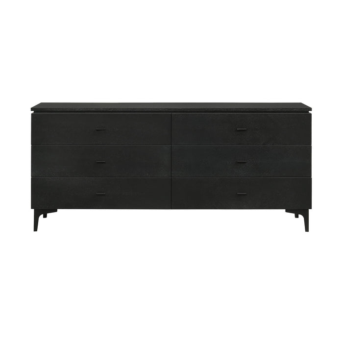 Legend - 6 Drawer Dresser With Metal Legs - Black Glaze Ash - Simple Home Plus