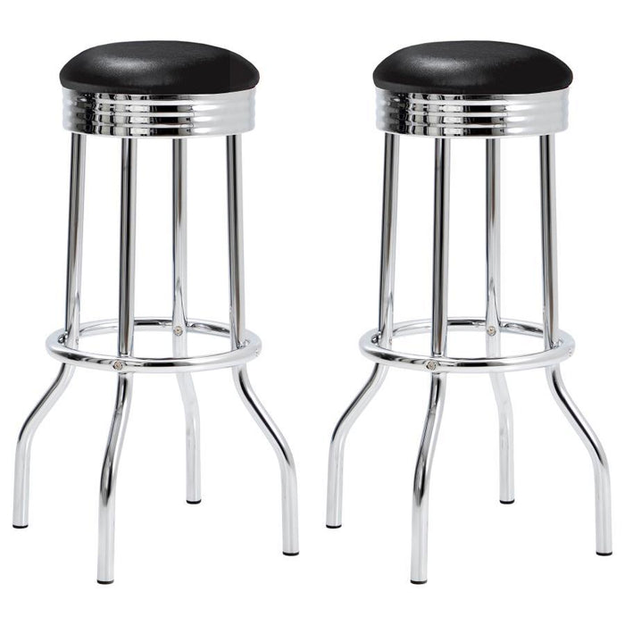 Retro - Upholstered Metal Swivel Bar Stool (Set of 2) - Simple Home Plus