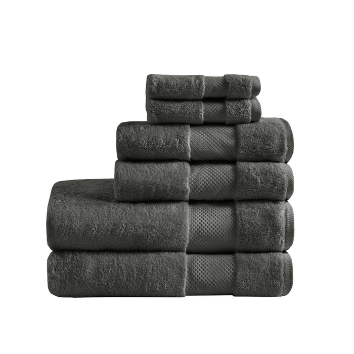 Turkish - 6 Piece Bath Towel Set - Charcoal - Simple Home Plus