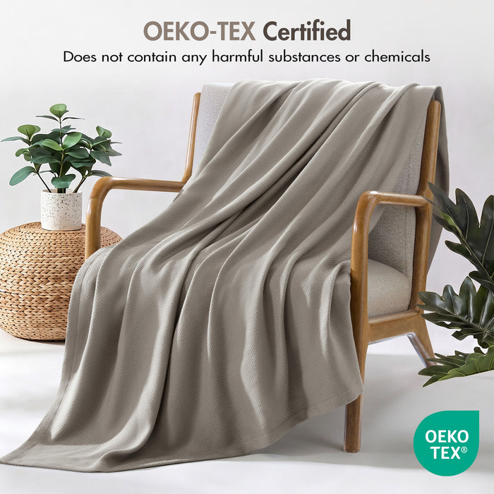 Egyptian Cotton - Full/Queen 100% Certified Egyptian Cotton Blanket - Micro-Herringbone Gray