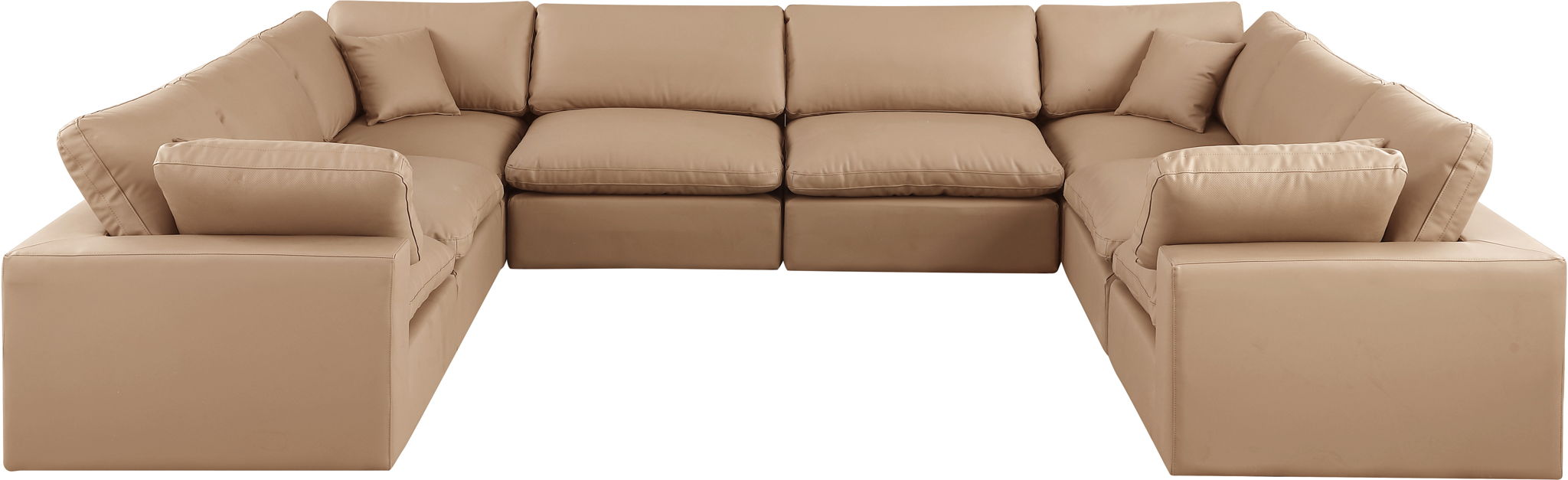Comfy - 8 Piece Faux Leather Modular Sectional - Tan - Simple Home Plus