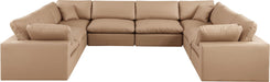 Comfy - 8 Piece Faux Leather Modular Sectional - Tan - Simple Home Plus