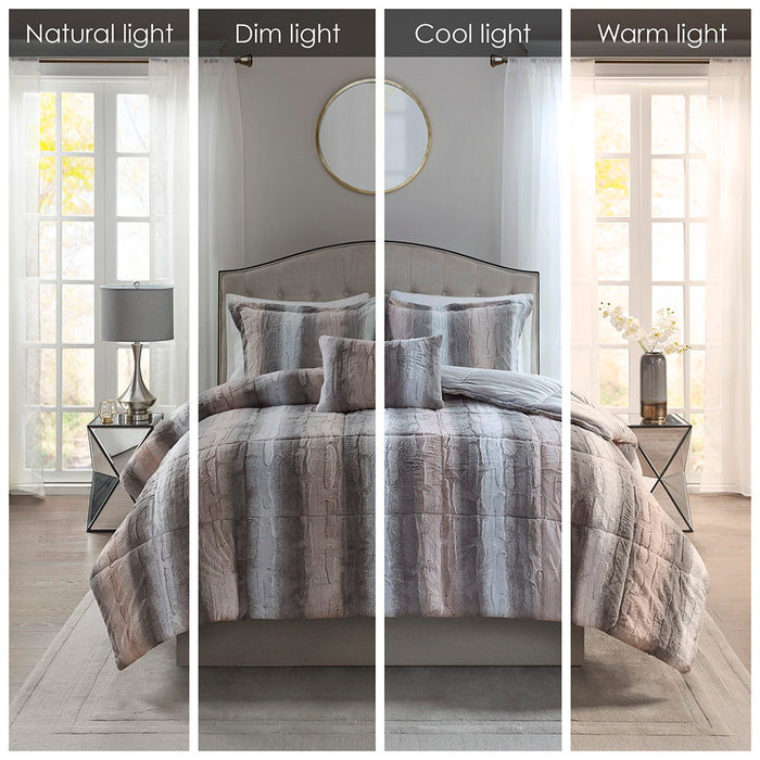Zuri - King Comforter (Set of 4) - Blush / Gray - Simple Home Plus