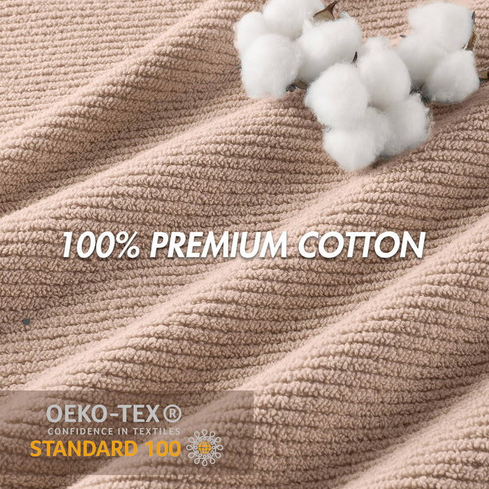 Diagonal Ribbed - 6 Piece Towels Set - Beige - Simple Home Plus