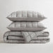 100% Linen - Full/Queen Linen Garment Washed Quilt Set - Gray - Simple Home Plus