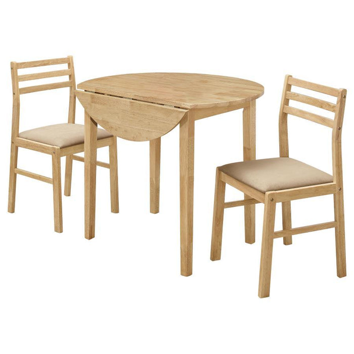 Bucknell - 3 Piece Round Drop Leaf Dining Table Set - Simple Home Plus