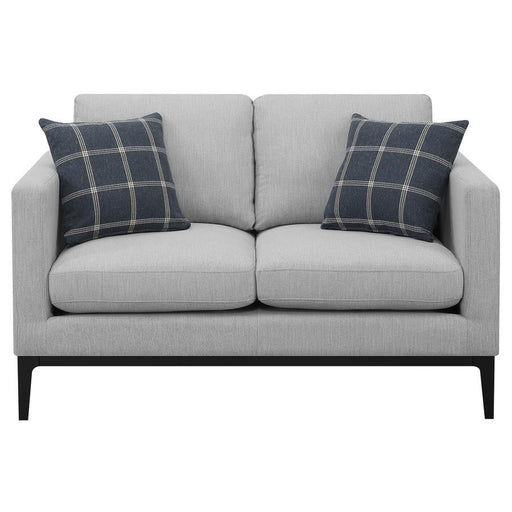 Apperson - Upholstered Track Arm Loveseat - Light Gray - Simple Home Plus