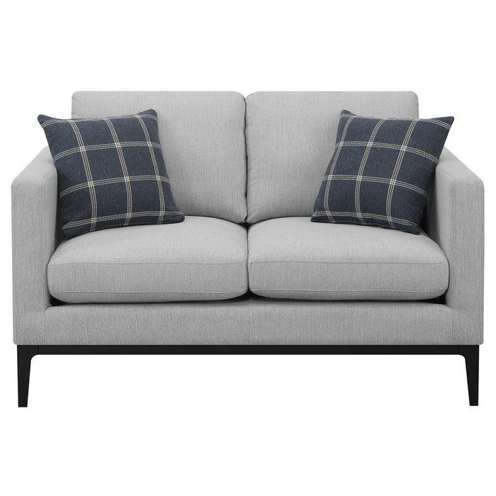 Apperson - Upholstered Track Arm Loveseat - Light Gray - Simple Home Plus