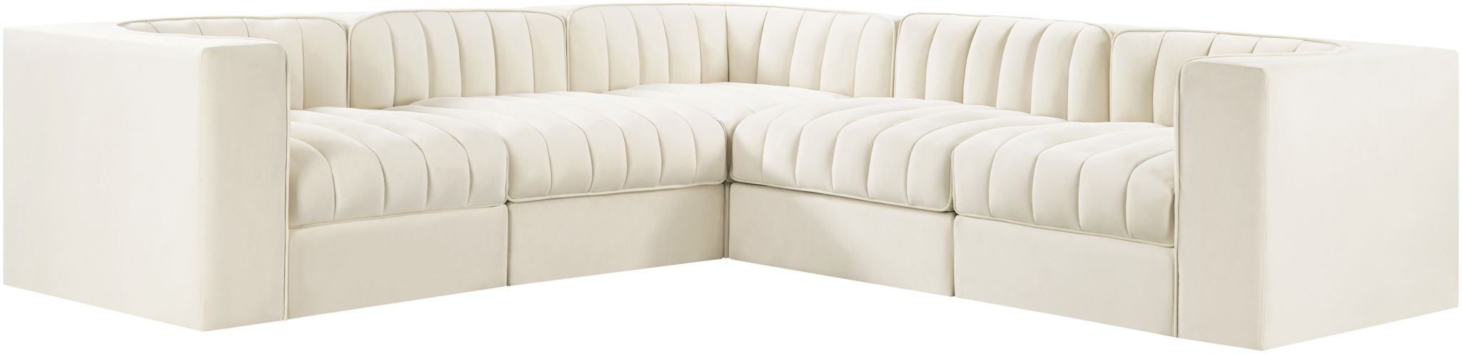 Rummi - Symmetrical Velvet Performance Fabric Upholstered 5 Piece Modular Sectional - Simple Home Plus