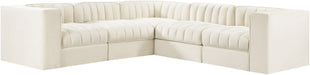 Rummi - Symmetrical Velvet Performance Fabric Upholstered 5 Piece Modular Sectional - Simple Home Plus