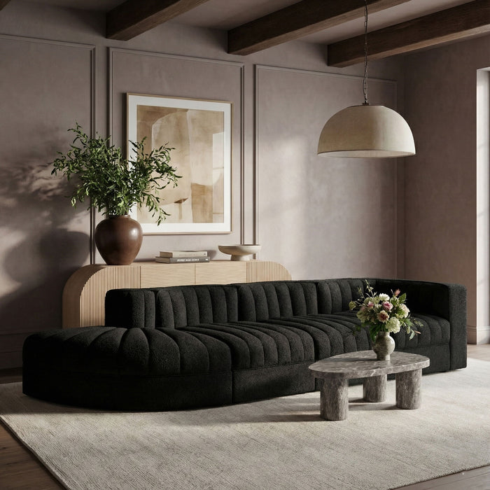 Rummi - Velvet Performance Fabric Upholstered 4 Piece Modular Sectional With Reverse Corner Chair - Simple Home Plus