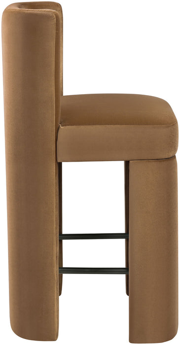 Zuno - Velvet Performance Fabric Upholstered Counter Stool (Set of 2) - Saddle - Simple Home Plus